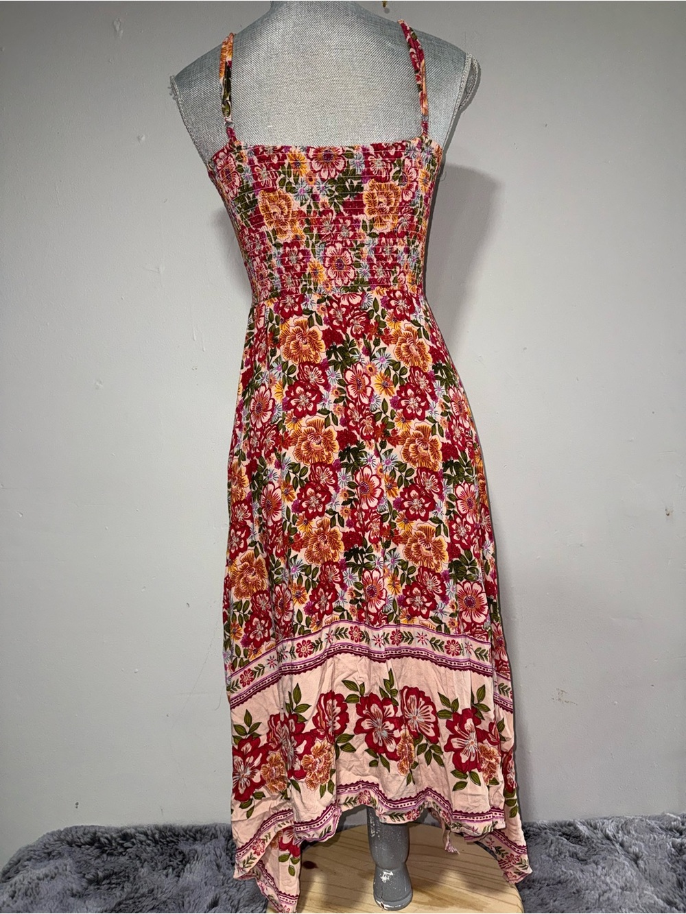 Angie Floral Pink & Red Summer Maxi Dress - Boho V-Neck - Picture 5 of 6